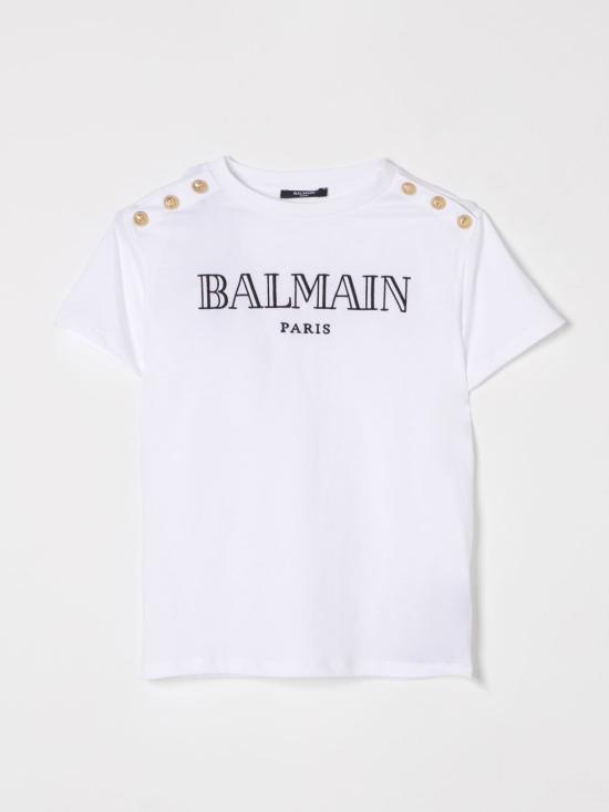 25FW [키즈] 발망 티셔츠 BW8A21Z0116 100OR White