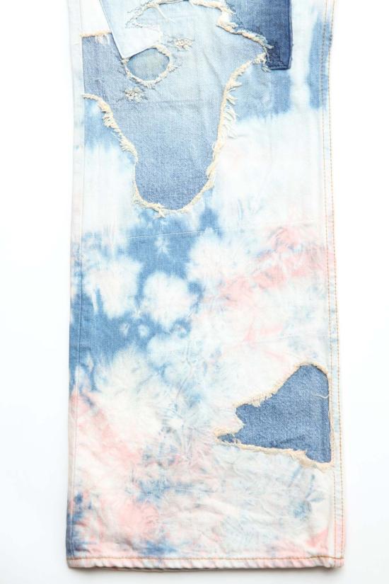  캐피탈 스트레이트 팬츠 Kapital 14oz 데님 타이 다이 배기 플레어 팬츠 - KAPITAL