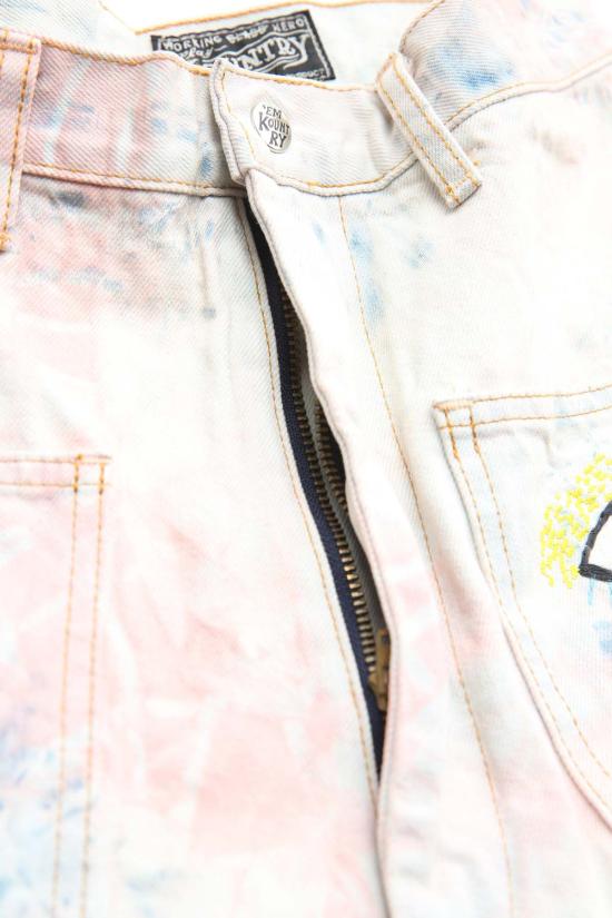  캐피탈 스트레이트 팬츠 Kapital 14oz 데님 타이 다이 배기 플레어 팬츠 - KAPITAL