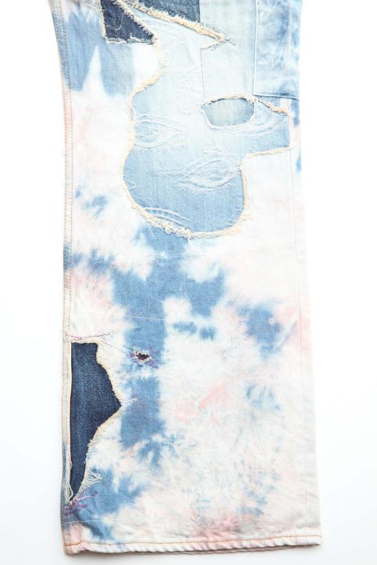  캐피탈 스트레이트 팬츠 Kapital 14oz 데님 타이 다이 배기 플레어 팬츠 - KAPITAL