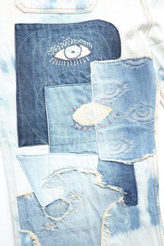  캐피탈 스트레이트 팬츠 Kapital 14oz 데님 타이 다이 배기 플레어 팬츠 - KAPITAL