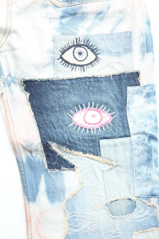  캐피탈 스트레이트 팬츠 Kapital 14oz 데님 타이 다이 배기 플레어 팬츠 - KAPITAL