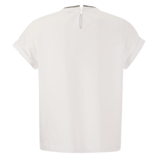  브루넬로 쿠치넬리 콘트라스트 트림 코튼 티셔츠 M0T18BD200 WHITE - BRUNELLO CUCINELLI