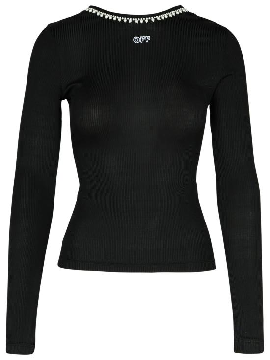 24FW 오프화이트 긴팔 티셔츠 OWAD259F24JER0011001 Black