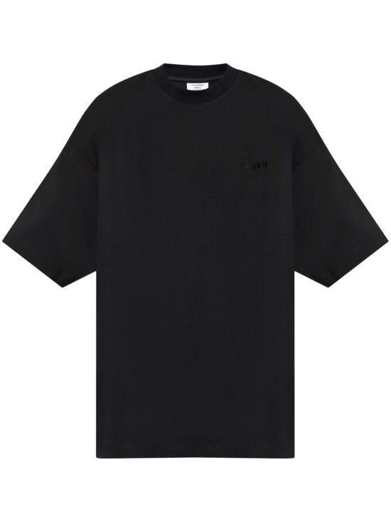  베트멍 반팔 티셔츠 자수 로고 오버사이즈 티셔츠 블랙