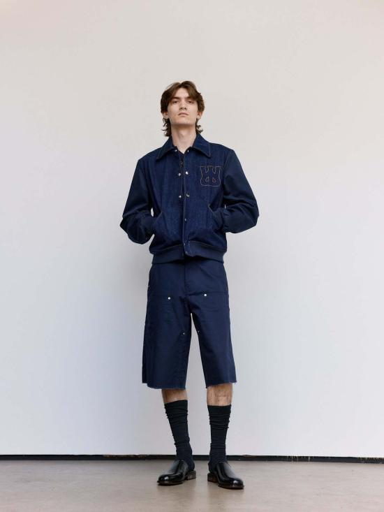  웨일즈보너 데님 자켓 웨일즈 보너 에코 데님 바시티 재킷 인디고 - WALES BONNER