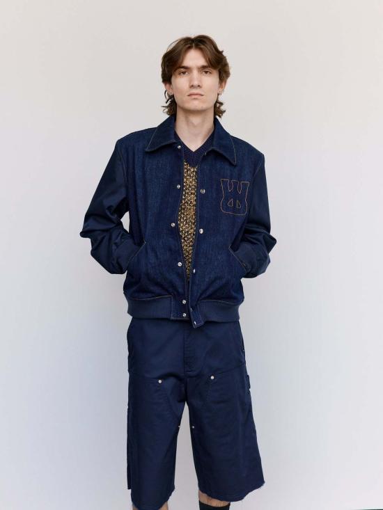  웨일즈보너 데님 자켓 웨일즈 보너 에코 데님 바시티 재킷 인디고