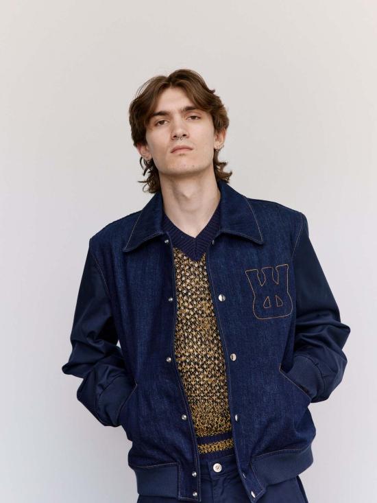  웨일즈보너 데님 자켓 웨일즈 보너 에코 데님 바시티 재킷 인디고 - WALES BONNER