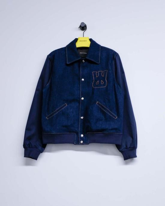  웨일즈보너 데님 자켓 웨일즈 보너 에코 데님 바시티 재킷 인디고 - WALES BONNER