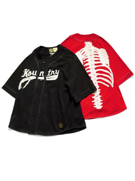  캐피탈 반팔 티셔츠 Kapital 16/ Densed Jersey 야구 셔츠 블랙 - KAPITAL