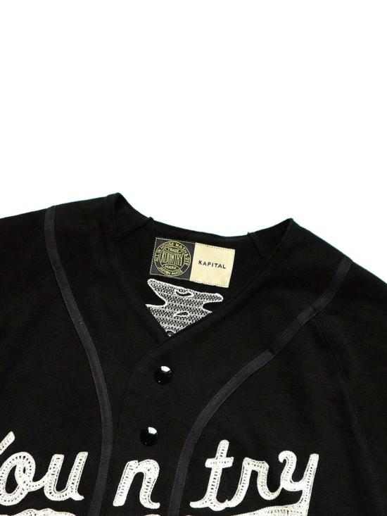  캐피탈 반팔 티셔츠 Kapital 16/ Densed Jersey 야구 셔츠 블랙 - KAPITAL