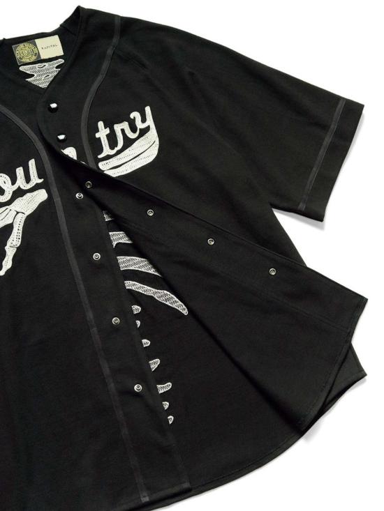  캐피탈 반팔 티셔츠 Kapital 16/ Densed Jersey 야구 셔츠 블랙 - KAPITAL