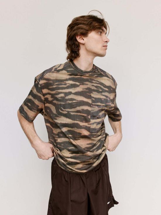  질샌더 반팔 티셔츠 질 샌더 티셔츠 타이거 스트라이프 프린트 - JIL SANDER
