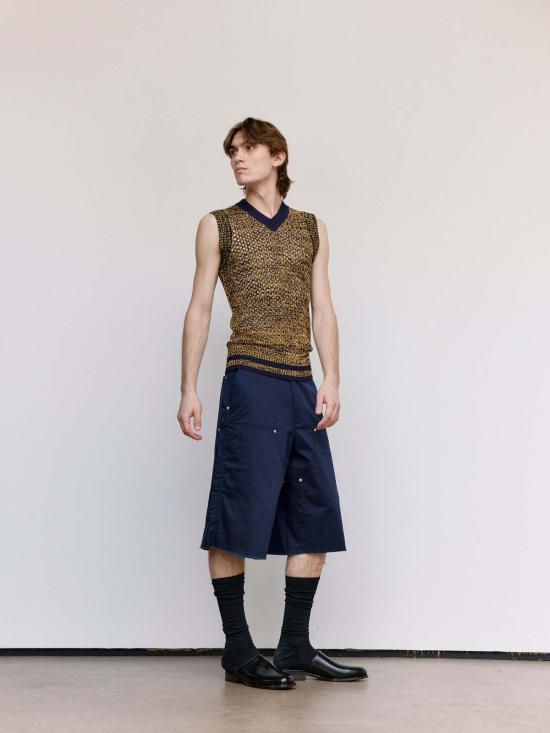  웨일즈보너 니트 베스트 웨일즈 보너 무린 셰이드 니트  네이비/옐로우 - WALES BONNER