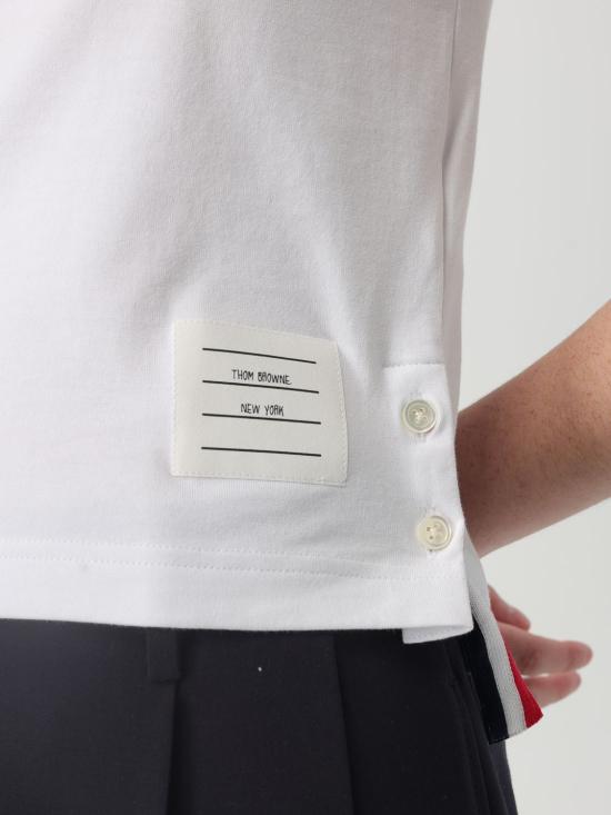 25SS 톰브라운 반팔 티셔츠 FJS075A00042 100 White - THOM BROWNE