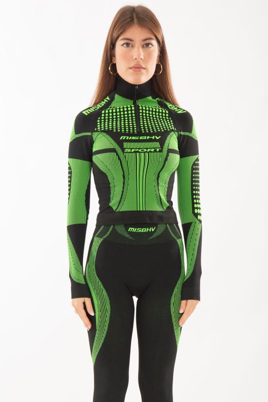  미스비헤이브 긴팔 티셔츠 241W509 BLACK GREEN Green