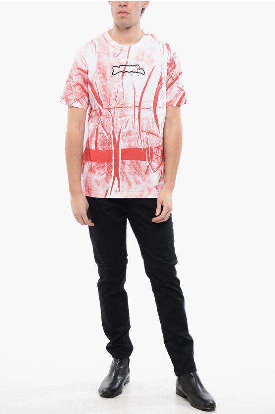  디젤 반팔 티셔츠 A12155 0AJBD 42AA Bianco Rosso - DIESEL