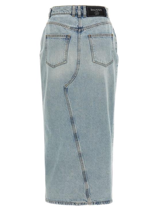 25SS 발망 스커트 EF1LD460DF23 6FC LIGHT BLUE DENIM - BALMAIN