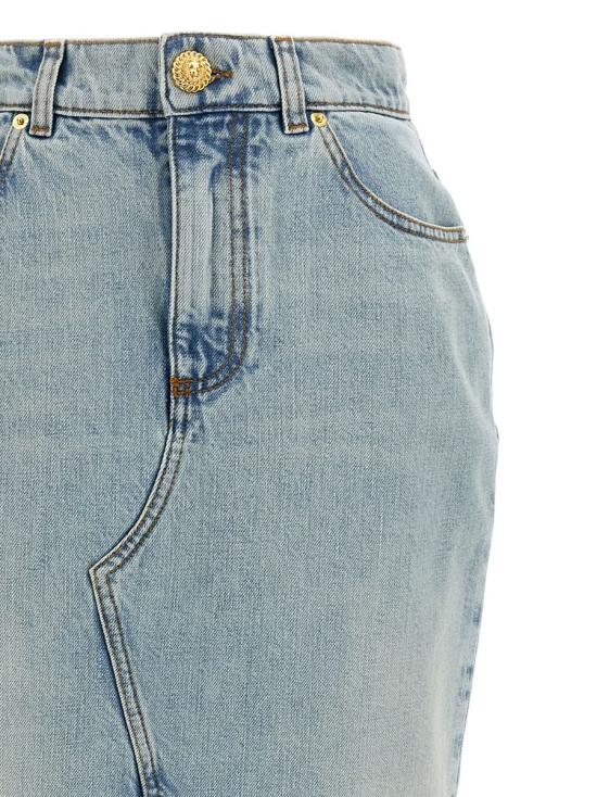 25SS 발망 스커트 EF1LD460DF23 6FC LIGHT BLUE DENIM - BALMAIN