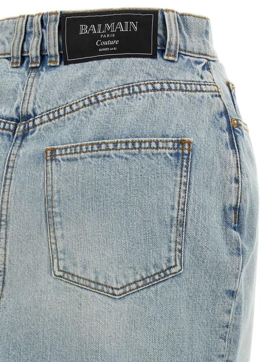 25SS 발망 스커트 EF1LD460DF23 6FC LIGHT BLUE DENIM - BALMAIN