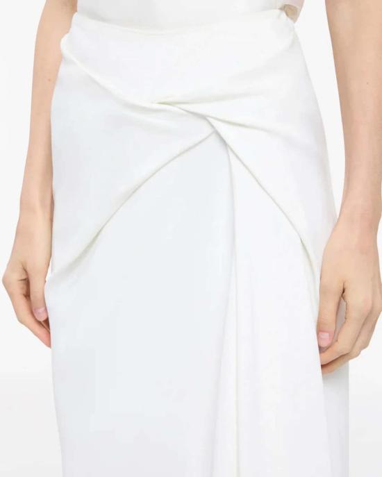  어나더 투모로우 롱 스커트 Another Tomorrow 비대칭 트위스트 스커트 오프 화이트 - ANOTHER TOMORROW