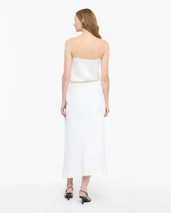  어나더 투모로우 롱 스커트 Another Tomorrow 비대칭 트위스트 스커트 오프 화이트 - ANOTHER TOMORROW