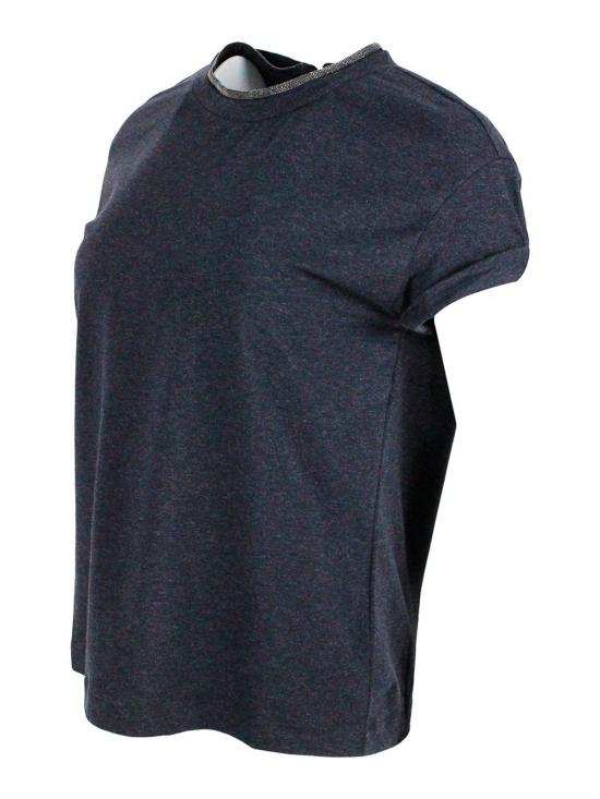 26FW 브루넬로 쿠치넬리 콘트라스트 트림 코튼 티셔츠 M0T18BD200C055 GREY - BRUNELLO CUCINELLI