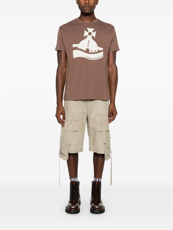  비비안웨스트우드 반팔 티셔츠 3G01002FJ001M brown - VIVIENNE WESTWOOD