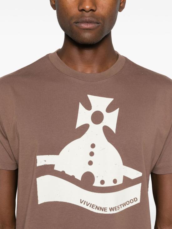  비비안웨스트우드 반팔 티셔츠 3G01002FJ001M brown - VIVIENNE WESTWOOD