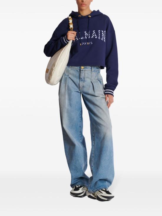  발망 후드 티셔츠 DF0JP033BC83SMN - BALMAIN