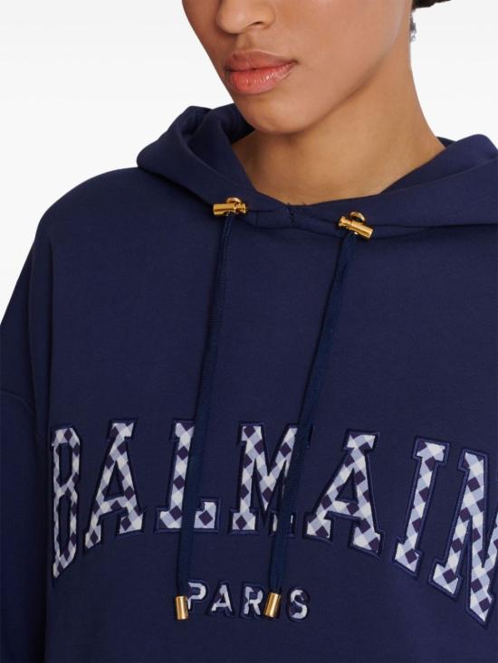  발망 후드 티셔츠 DF0JP033BC83SMN - BALMAIN