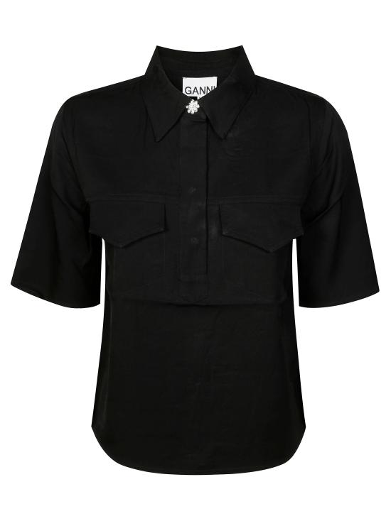 25SS 가니 블라우스 W0180 099 BLACK NERO