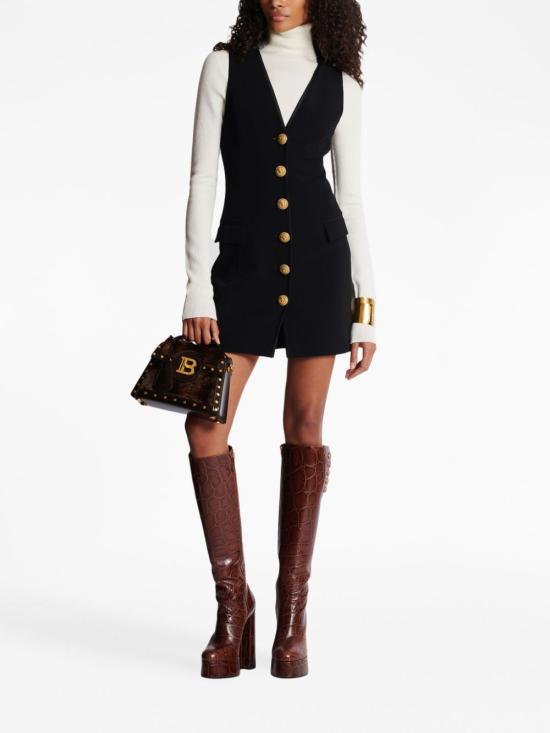  발망 미디 원피스 BF1R5534MB01 black - BALMAIN