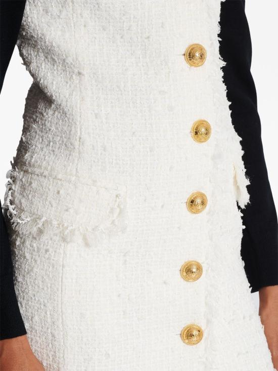  발망 미디 원피스 BF1R5533XF91 white - BALMAIN