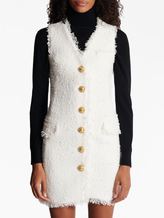  발망 미디 원피스 BF1R5533XF91 white - BALMAIN