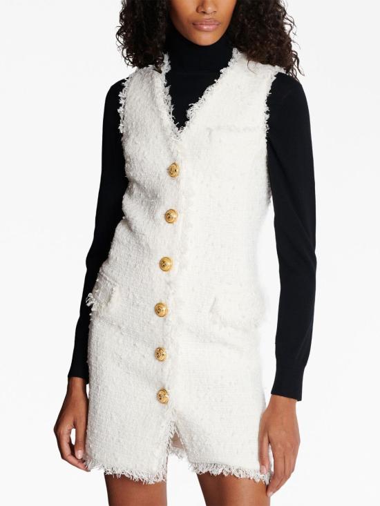  발망 미디 원피스 BF1R5533XF91 white - BALMAIN