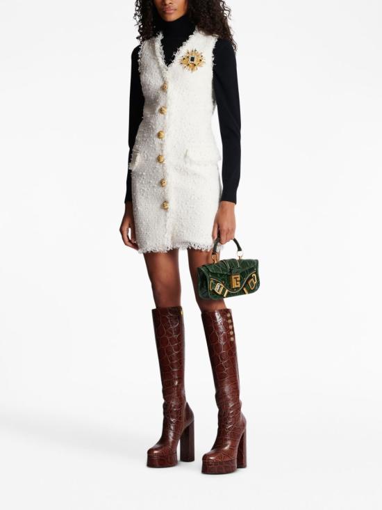  발망 미디 원피스 BF1R5533XF91 white - BALMAIN