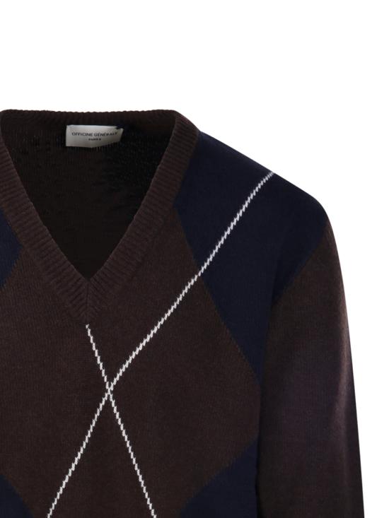 24FW 오피신 제네랄 스웨터 W24MKNT318 DK COFFEE DK NAVY ECRU - OFFICINE GENERALE