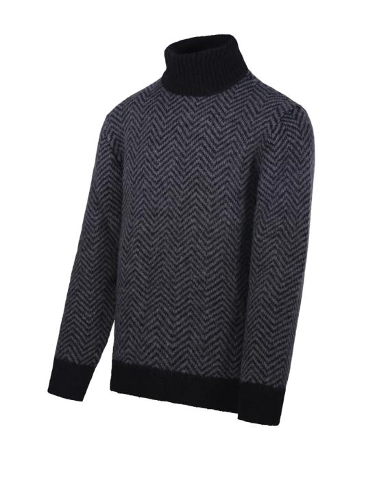 24FW 오피신 제네랄 터틀넥 W24MKNT321 BLACK DARK GREY - OFFICINE GENERALE