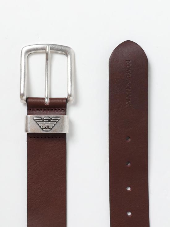 26FW 엠포리오 아르마니 로고 버클 가죽 벨트 Y4S201YDD6G 80005 Brown - EMPORIO ARMANI