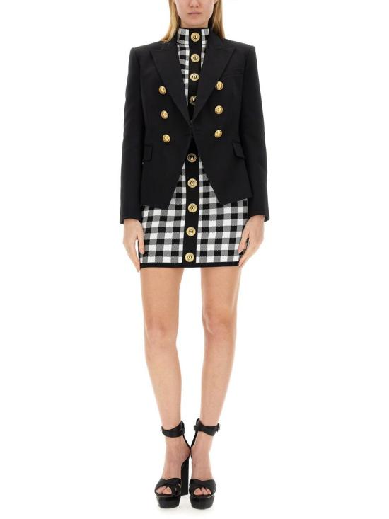  발망 / 여성 더블 브레스트 블레이저 BF1SG008 WC090PA Black BPG - BALMAIN