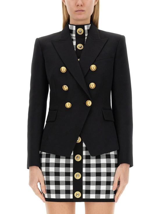  발망 / 여성 더블 브레스트 블레이저 BF1SG008 WC090PA Black BPG - BALMAIN