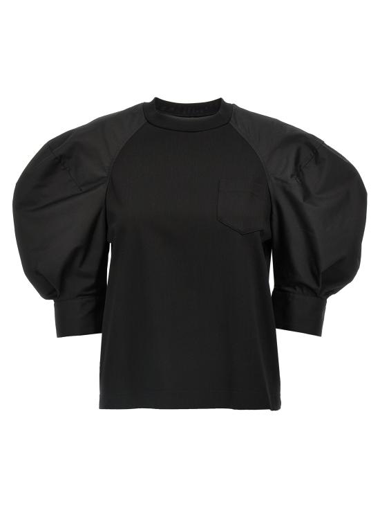 25FW 사카이 벌룬 숏 슬리브 티셔츠 2507767001 Black