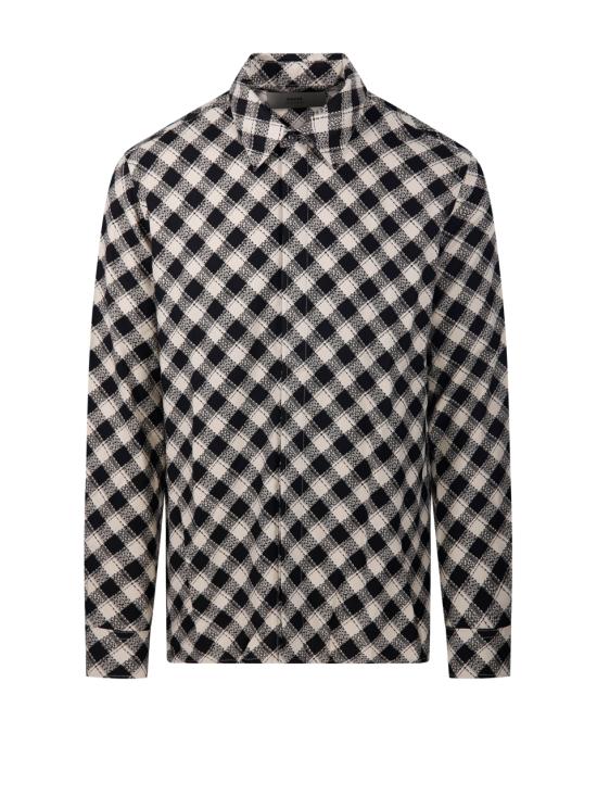  아미 셔츠 USH011VI0021012 BLACK OFF WHITE DOM