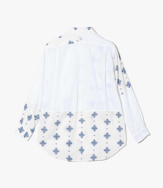  엔지니어드가먼츠 긴팔 셔츠 Engineered Garments Cp 콤보 숏 칼라  화이트 크레스트 자수 시트 - ENGINEERED GARMENTS