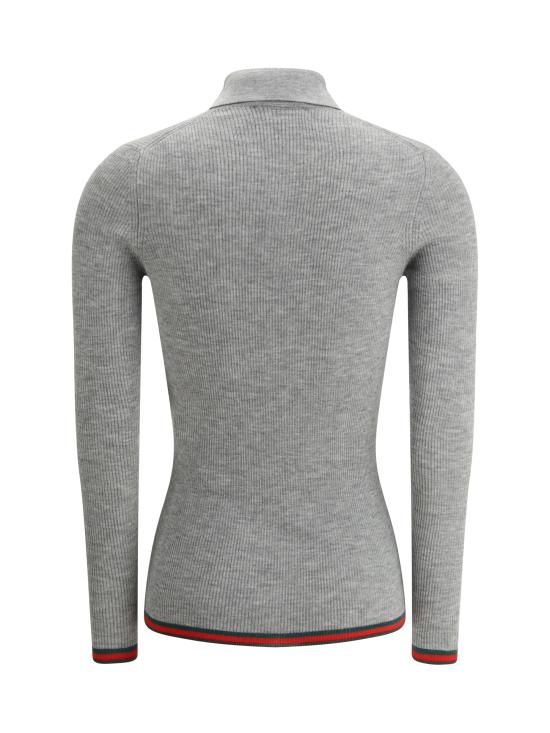 25FW 구찌 자수 캐시미어 실크 탑  810315XKD8J 1151 GREY - GUCCI