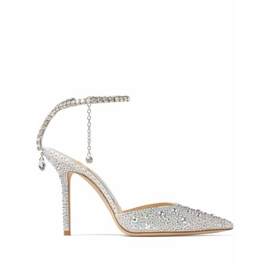 25SS 지미추 힐/펌프스 SAEDA 100 BAM IVOCR WHITE METALLIC