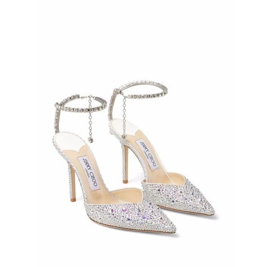 25SS 지미추 힐/펌프스 SAEDA 100 BAM IVOCR WHITE METALLIC - JIMMY CHOO