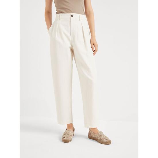 25SS 브루넬로 쿠치넬리 스트레이트 팬츠 MH544P8865 C9002 WHITE - BRUNELLO CUCINELLI