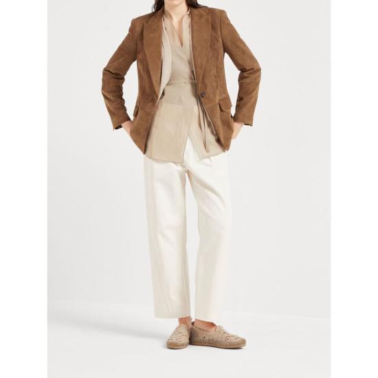 25SS 브루넬로 쿠치넬리 스트레이트 팬츠 MH544P8865 C9002 WHITE - BRUNELLO CUCINELLI